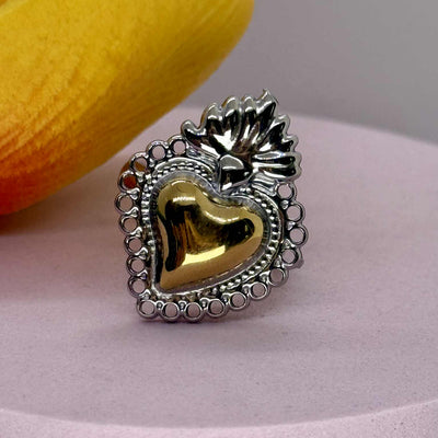 Bicolor Sacro Cuore ring