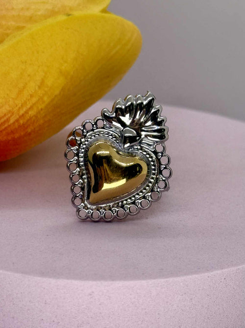 Bicolor Sacro Cuore ring