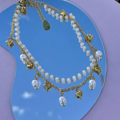 Cavigliera Perle e cuori