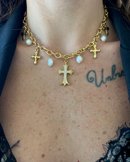 Pearl Cross Necklace