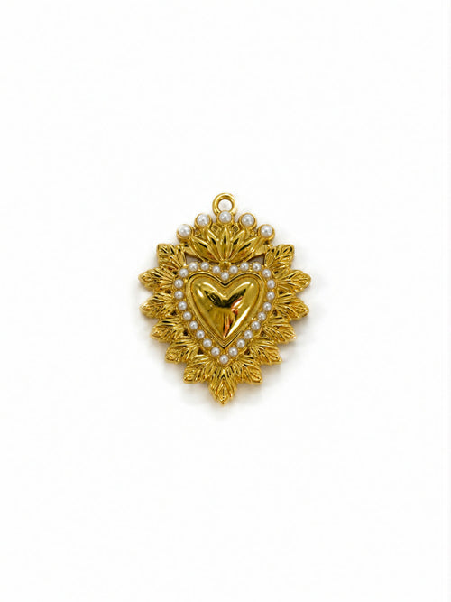 Ciondolo Sacro cuore perle